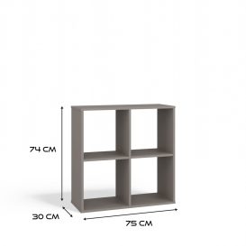 Malax 2x2 polc, 74x75x30 cm, agyag színű