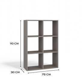 Malax 2x3 polc, 110x75x30 cm, agyag színű