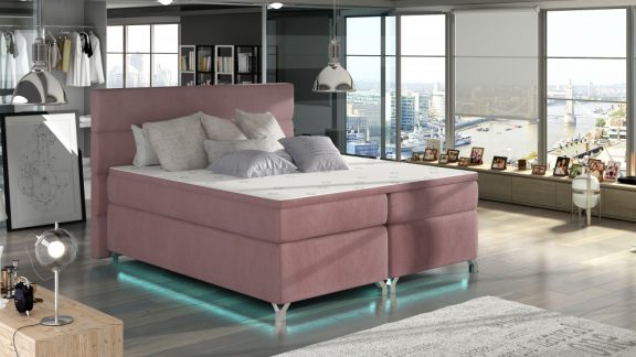 Amadeo 180x200 boxspring ágy matraccal rózsaszín