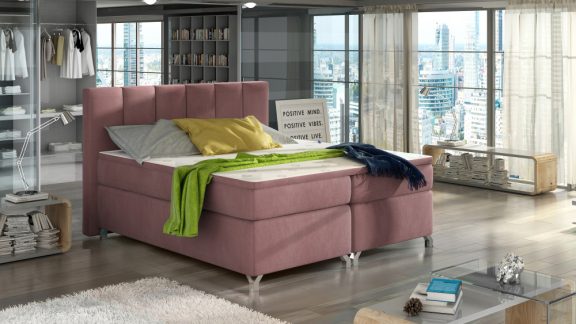 Basilio 140x200 boxspring ágy matraccal rózsaszín