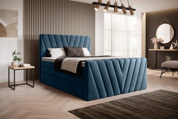 Candice 140x200 boxspring ágy matraccal sötétkék