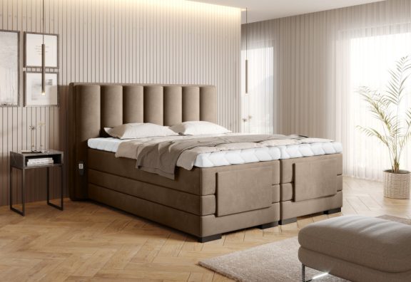 Veros 140x200 boxspring ágy matraccal világos barna
