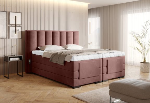 Veros 180x200 boxspring ágy matraccal rózsaszín