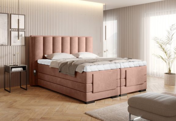 Veros 140x200 boxspring ágy matraccal rózsaszín