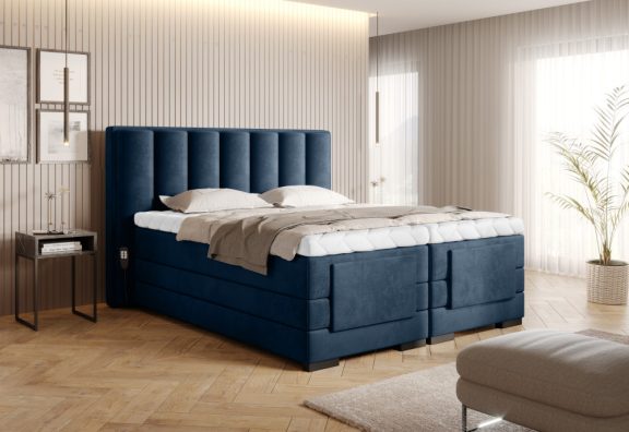 Veros 180x200 boxspring ágy matraccal sötétkék