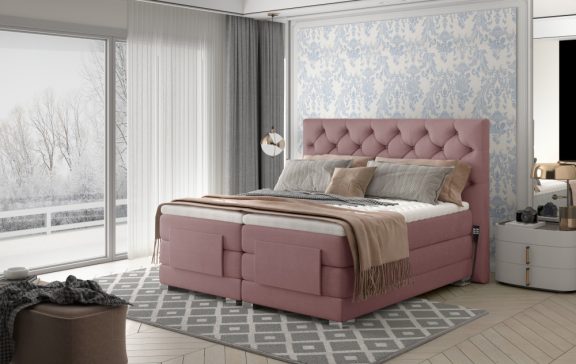 Clover 140x200 boxspring ágy matraccal rózsaszín