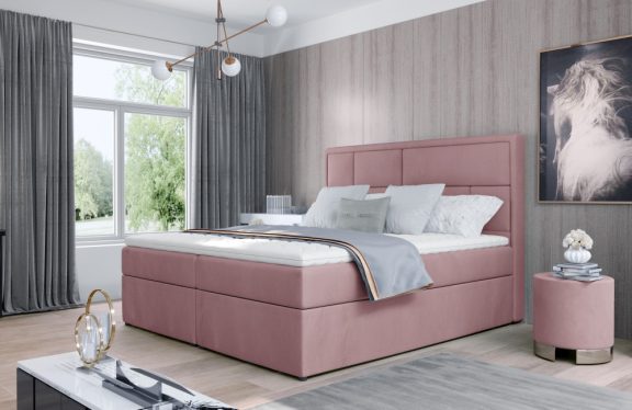 Meron 160x200 boxspring ágy matraccal rózsaszín