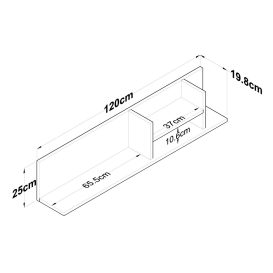 AE103 2641 Fali polc 120x20x25  Fehér dió N