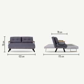 Sando 2-Seater - Grey 2 Személyes kanapé 133x50x45  Szürke