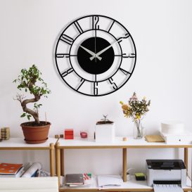 Enzoclock - S011 Dekoratív fém falióra 48x48  Fekete N