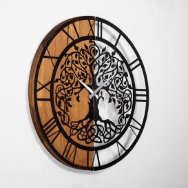 Wooden Clock - 64 Dekoratív fa falióra 56x56  Dió-Fekete N