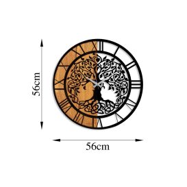 Wooden Clock - 64 Dekoratív fa falióra 56x56  Dió-Fekete N