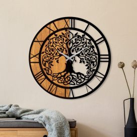 Wooden Clock - 64 Dekoratív fa falióra 56x56  Dió-Fekete N