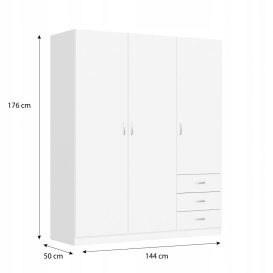 Riava gardróbszekrény 144cm F 3D3S Fehér