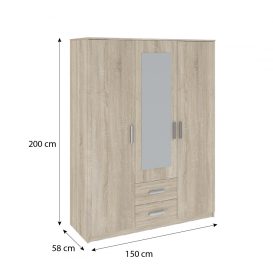 Verdana gardróbszekrény 150cm 3D2S Sonoma Oak