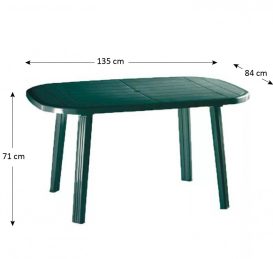 Santorini 6 személyes kerti bútor szett, zöld asztallal, 6 db Flen zöld székkel