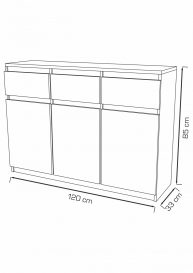 Washington 3S3F Komód Sonoma 120 cm - Csomagolássérült N