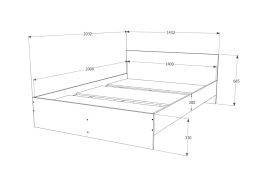Pietro II NEW Kétszemélyes 140x200 bútor szett Adormo Smart 15 cm matraccal és 2 éjjeliszekrénnyel – sonoma