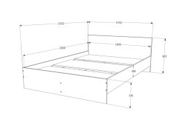 Pietro II NEW Kétszemélyes 140x200 bútor szett Adormo 15 cm matraccal és 2 éjjeliszekrénnyel – sonoma N