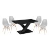 Maasix BKG Magasfényű Fekete 4 személyes étkezőszett Szürke Didier székekkel